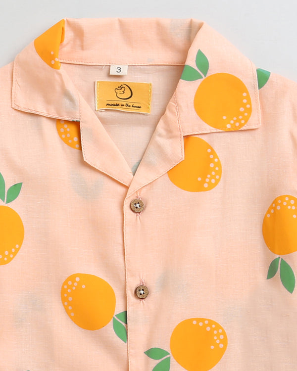 A Tangy Orange- Cotton Shirt