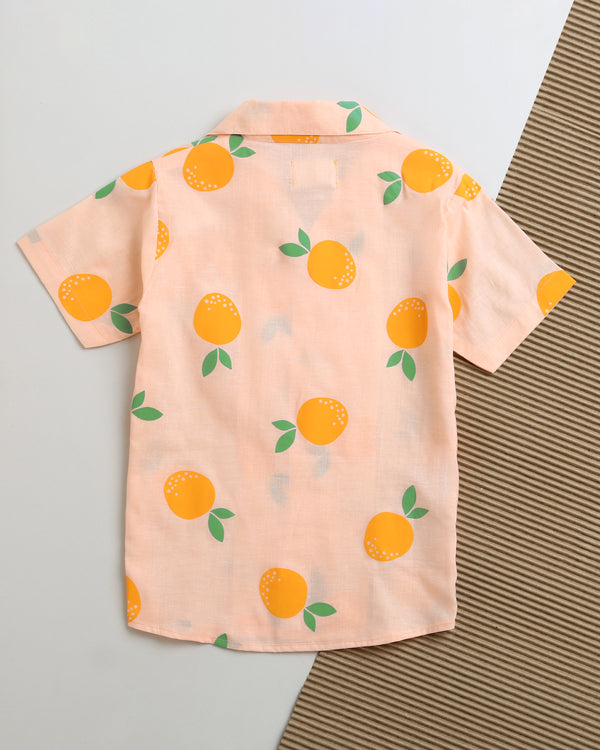 A Tangy Orange- Cotton Shirt