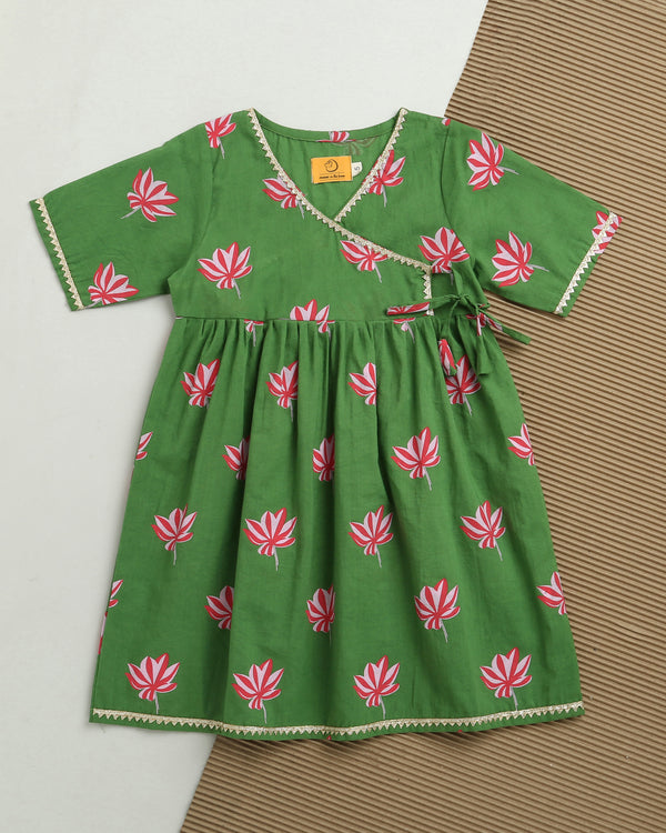 Lotus Bloom (Green)- Ethnic Wear Girls