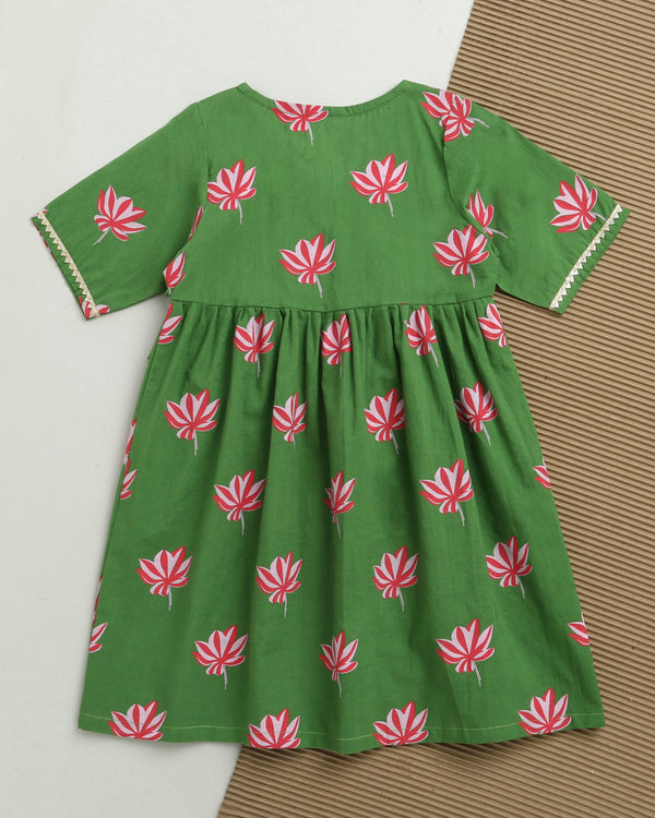 Lotus Bloom (Green)- Ethnic Wear Girls