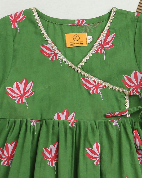 Lotus Bloom (Green)- Ethnic Wear Girls