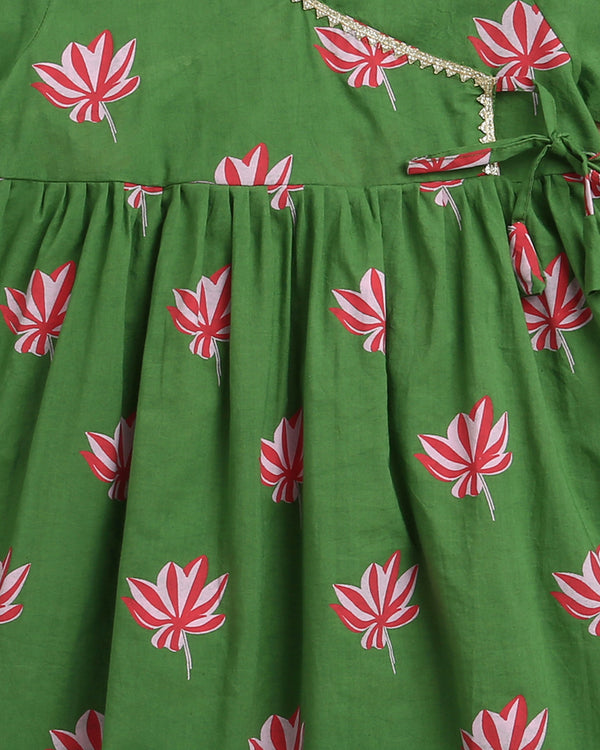 Lotus Bloom (Green)- Ethnic Wear Girls