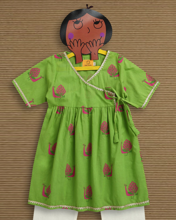 A Graceful Peacock Green Ethnic Wear (Girls)