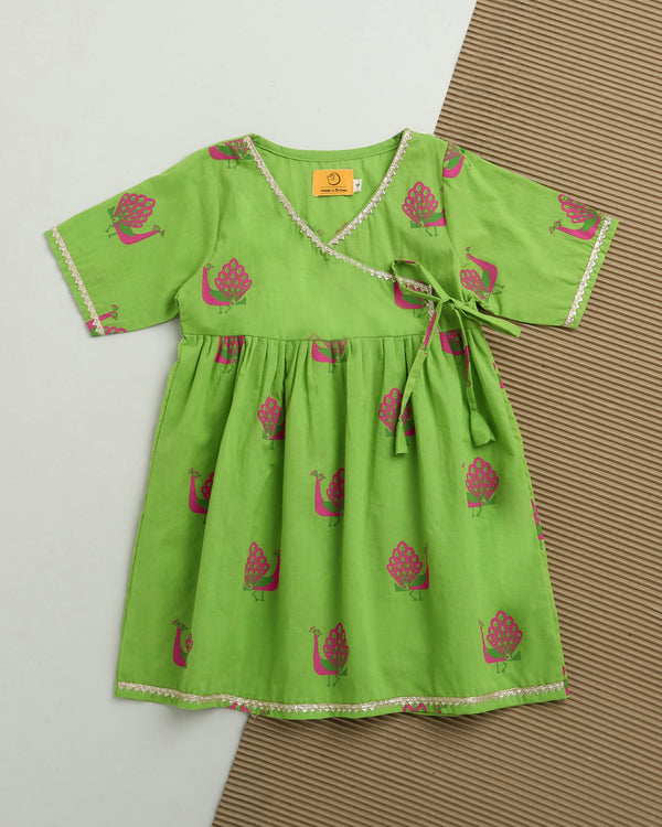 A Graceful Peacock Green Ethnic Wear (Girls)