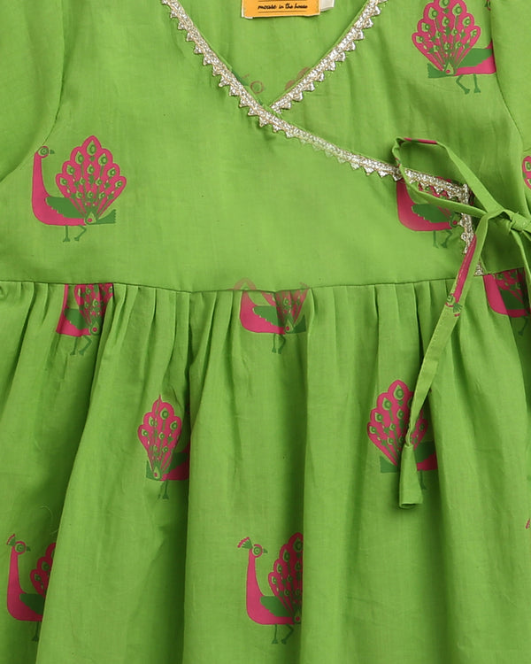 A Graceful Peacock Green Ethnic Wear (Girls)