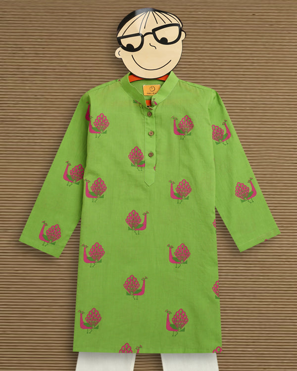 A Graceful peacock Green Ethnic Wear (Boys)