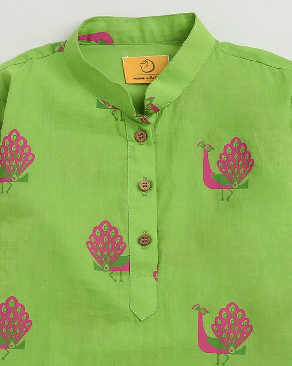 A Graceful peacock Green Ethnic Wear (Boys)