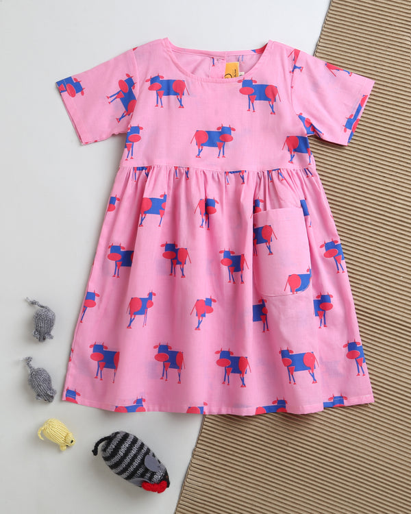 Pink Square - Cotton Dress